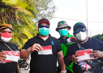 Dalam Rangka HUT ke-76 Kemerdekaan RI, RAPI 27 Papua Bagikan 500 Masker Merah Putih