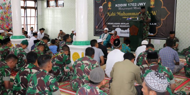 KODIM 1702/JAYAWIJAYA PERINGATI MAULID NABI BESAR MUHAMMAD SAW TAHUN 1444 H/2022 M