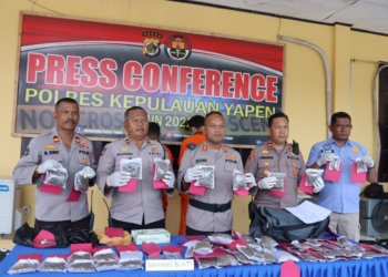 Polres Kepulauan Yapen Gelar Press Release Kasus Penyalahgunaan Narkotika Jenis Ganja