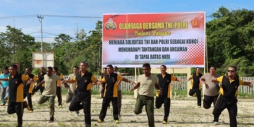 Bangun Solidaritas Persaudaraan, TNI-Polri Laksanakan Olahraga Bersama