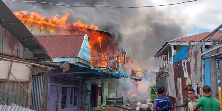 Kebakaran di Wanam Merauke, TNI, Polri, dan Masyarakat Berjibaku Padamkan Api