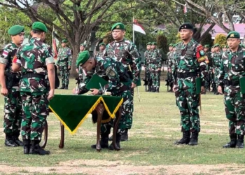 Danrem 174/ATW Pimpin Upacara Serah Terima Satgas Pamtas RI-PNG Statis Yonif 511/DY Kepada Yonif 726/TML