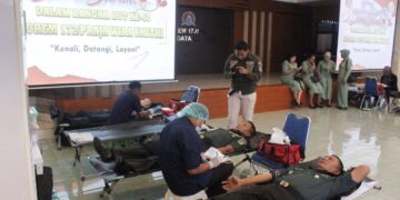 Peringati Hut Ke-60, Korem 172/PWY Sumbang 98 Kantong Darah ke PMI