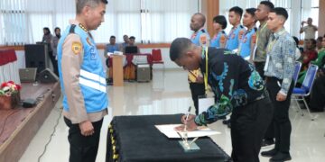 Polda Papua Gelar Pengambilan Sumpah dan Penandatangan Pakta Intergritas Penerimaan Bintara Proaktif T.A. 2023