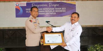 Sabet Nilai Tertinggi Dengan Pelayanannya, Ombudsman Papua Serahkan Piagam ke Polres Jayapura