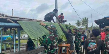 Satgas Yonif 125/SMB Gelar Karya Bakti Pembersihan Dan Perbaikan Pasar