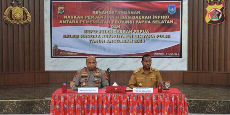 Polda Papua dan Pemprov Papua Selatan Teken Naskah Hibah Untuk Rekrutmen Bintara Polri 2024
