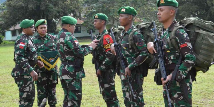 Kasrem 172/PWY Pimpin Upacara Pelepasan Satgas Pamtas Kewilayahan Yonif 721/Makkasau