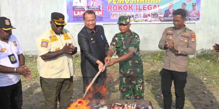 Polresta Kota Sorong dan Bea Cukai Musnahkan 960.000 Batang Rokok Ilegal