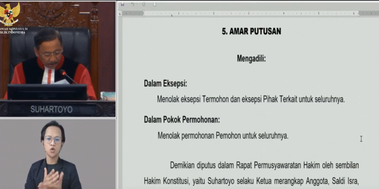 Mahkama Konstitusi  Menolak Semua Pemohon Pemohon Dalam  perkara nomor 328/PHPU.GUB-XXII/2025